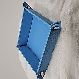 Faux Leather Jewelry Tray Powder Blue Reptile Textured Organizer